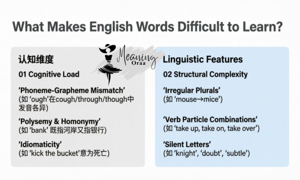 What Makes English Words Difficult to Learn?